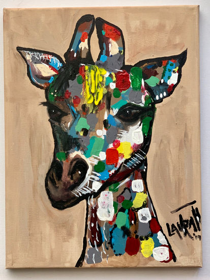 Jirafa dichosa Acrylic Canvas Animals