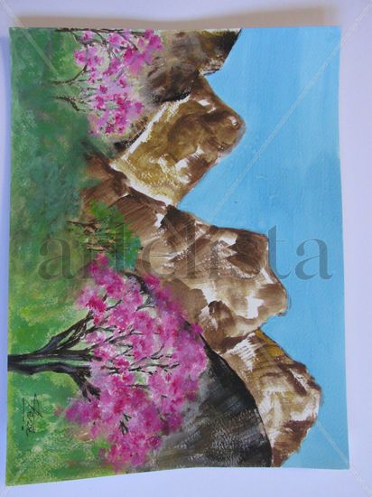 Al pie de la montaña Acrylic Paper Landscaping