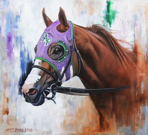 California Chrome-5 Óleo Lienzo Animales