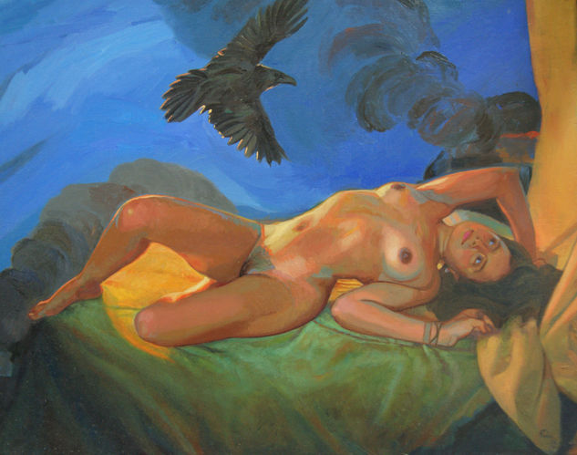 “El vuelo del cuervo” Oil Canvas Nude Paintings