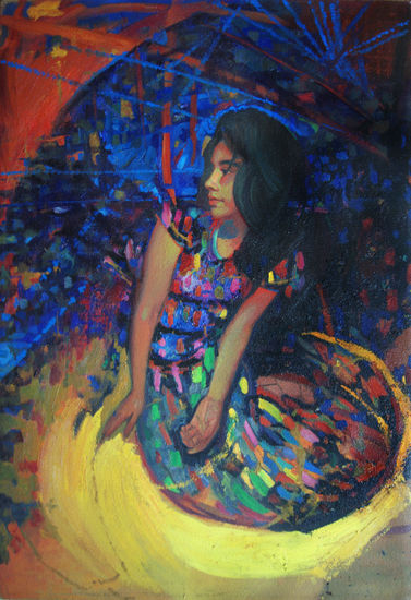 “Jardín nocturno” Oil Canvas Figure Painting