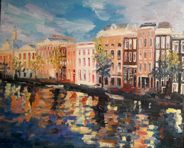 Canal de Amsterdam Oil Canvas Landscaping