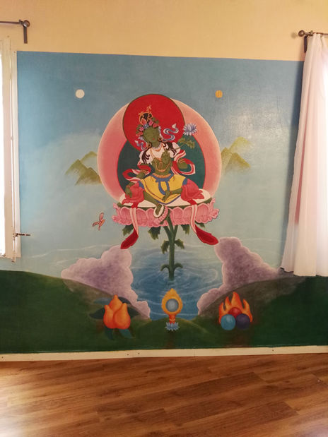 Mural budha Tara Verde