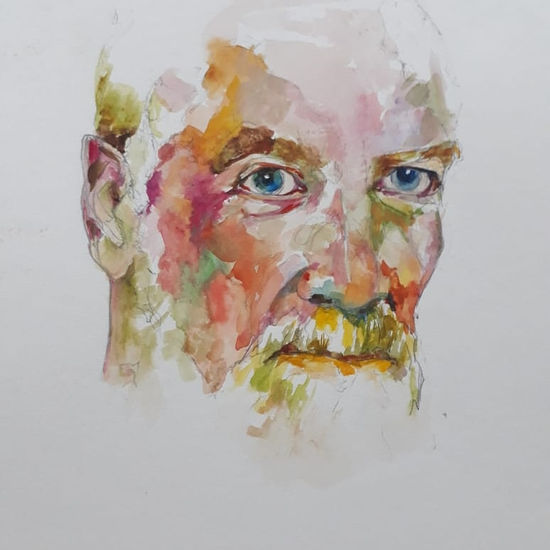 Rey de los Oceanos Watercolour Paper Portrait