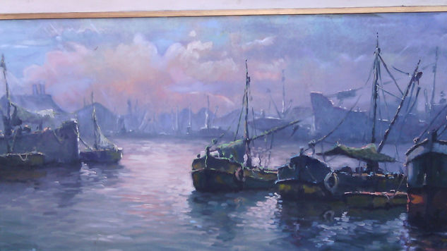 PAISAJE DEL RIACHUELO Oil Textile Marine Painting