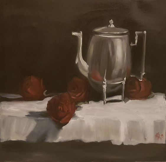 4 Rosas Oil Canvas Still Life Paintings