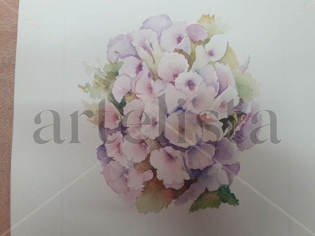 Hortencias Watercolour Paper Floral Painting