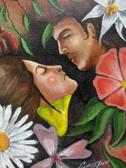 amor que florece Óleo Lienzo Floral