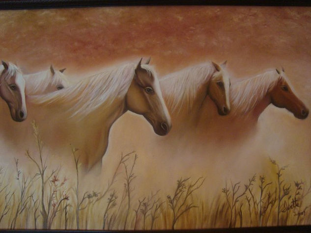 SOBRE LA BRUMA Oil Canvas Animals