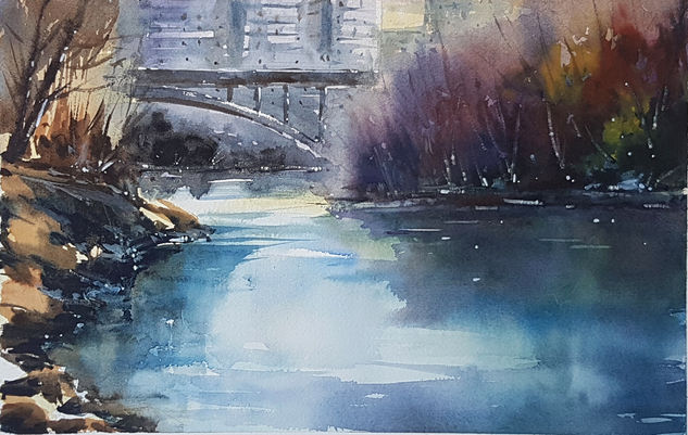 rio pisuerga en valladolid Watercolour Paper Landscaping