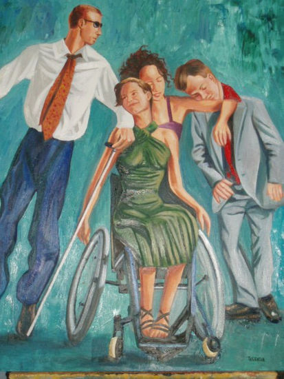 Integracion /Igualdad Oil Canvas Figure Painting