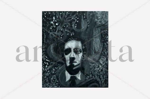 H.P Lovecraft_ Oil Canvas Portrait