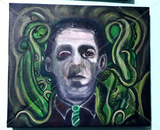 H.P Lovecraft Oil Canvas Portrait