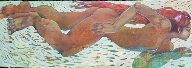 "La nadadora de la quinta" Acrylic Canvas Nude Paintings