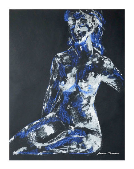 Azul, blanco y negro Acrylic Card Figure Painting