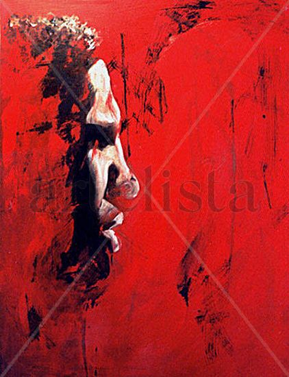 Red over black - Rojo sobre negro Acrylic Canvas Figure Painting