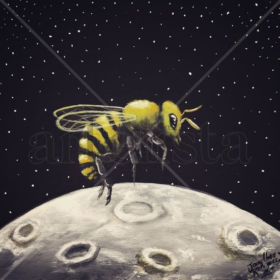 Bee moon Acrílico Tabla Animales