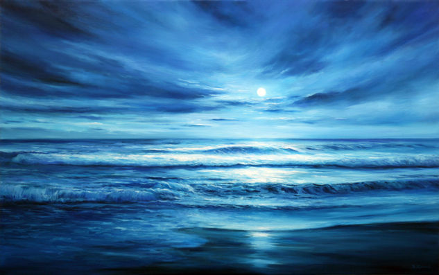 Moonlit Sea Oil Canvas Marine Painting