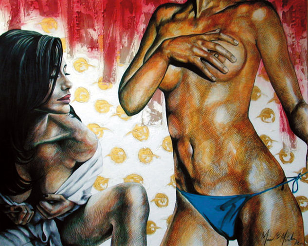 De la serie Desnudos #2 Mixed media Canvas Nude Paintings