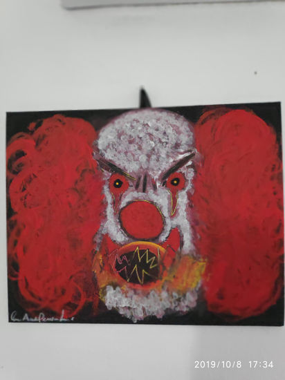 Payaso furioso Acrylic Canvas Figure Painting