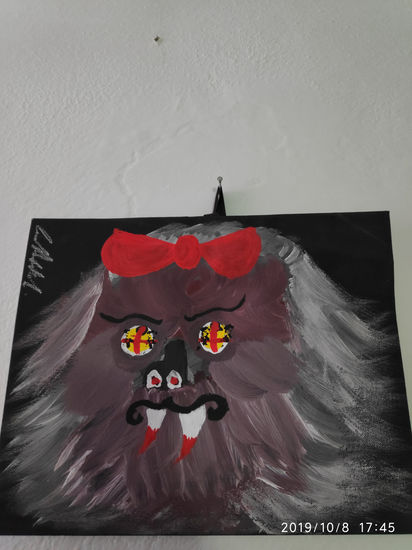 Lobo con moño rojo Acrílico Lienzo Figura