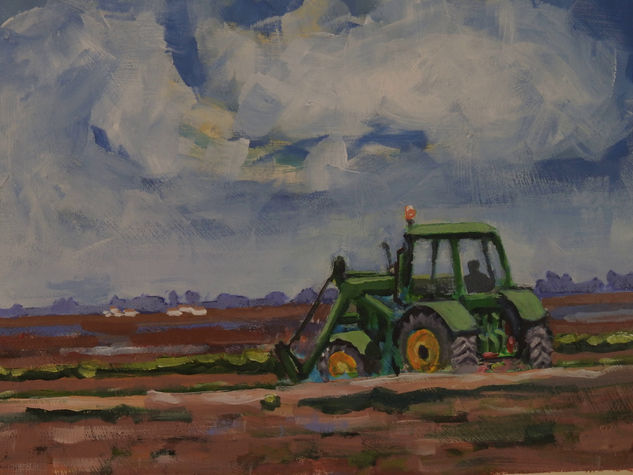 Tractor en las marismas del Guadalquivir Acrylic Paper Landscaping