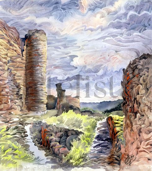 Ruinas del Castillo de Almonacid de Toledo Watercolour Paper Others
