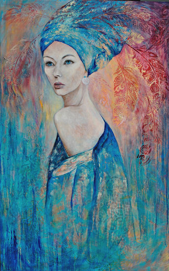 Mujer en Blue Oil Canvas Figure Painting