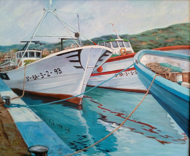 Barcos de pesca Oil Canvas Marine Painting