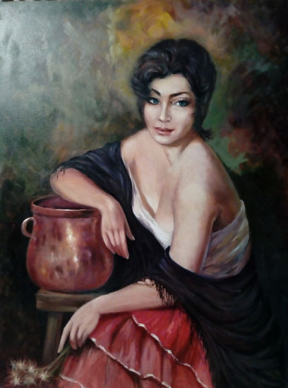 Mujer morena Oil Canvas Figure Painting