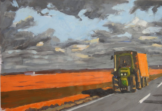 Tractor en las marismas del Guadalquivir 2 Acrylic Paper Landscaping