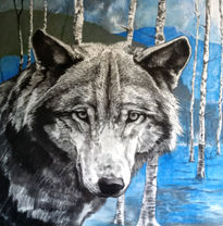 Wolf in blue