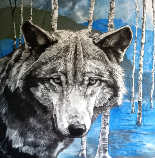 Wolf in blue