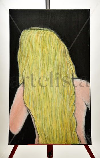 Mujer Rubia Pastel Lienzo Figura