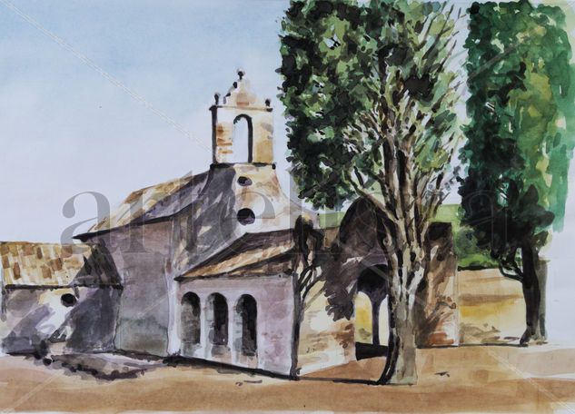 capilla Acuarela Papel Paisaje