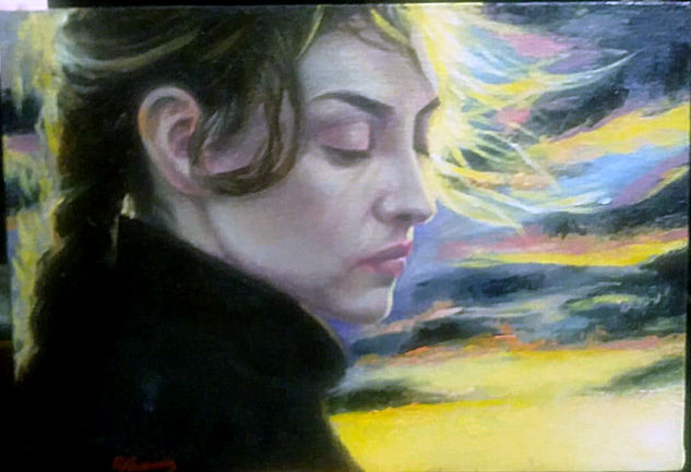 Crepusculo en ti Oil Panel Portrait