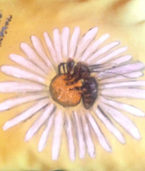 abeja malla, año 2016, constitución, chile. Acrylic Textile Floral Painting