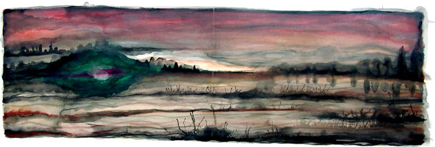 Tramonto Su Sesto San Giovanni Watercolour Paper Landscaping