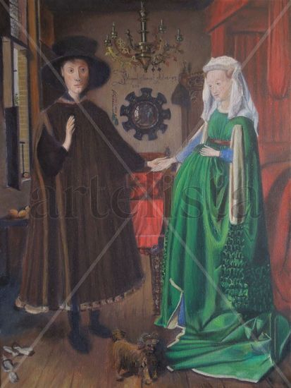 Matrimonio Arnolfini (como homenaje al gran Van Eyck) Óleo Lienzo Figura