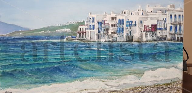 Mediodía en mikonos Oil Canvas Marine Painting