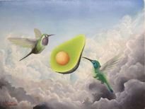 Colibris y aguacate