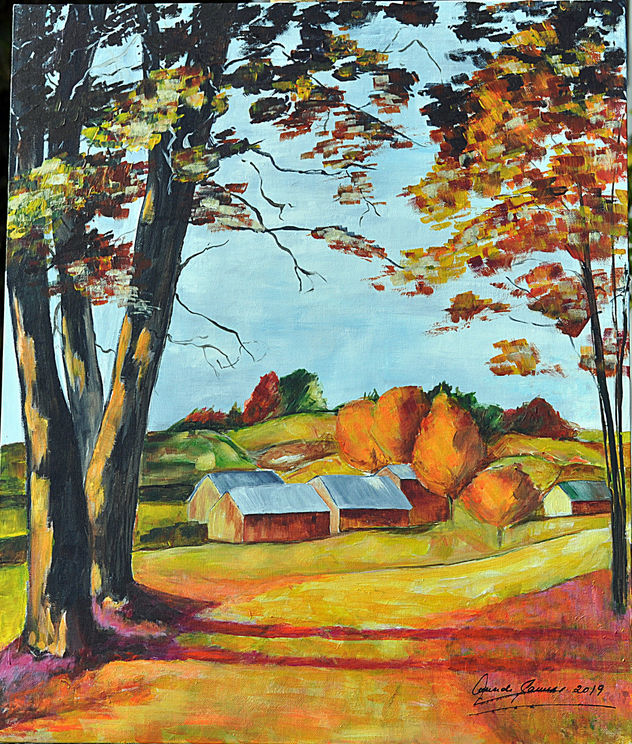 paisaje rural con arboles