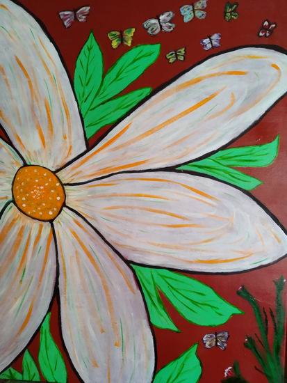 flores en primavera Acrylic Textile Floral Painting