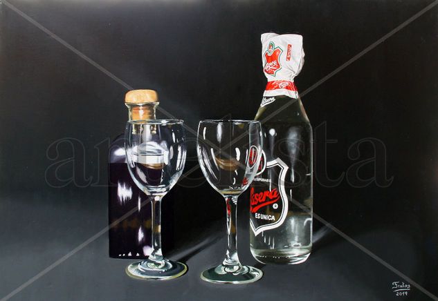 Vino y Gaseosa Oil Canvas Still Life Paintings