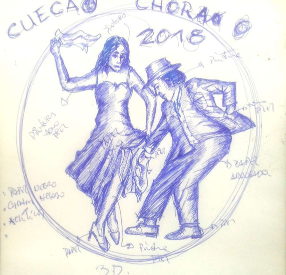 cueca chora, año 2016, constitución, chile. Lápiz