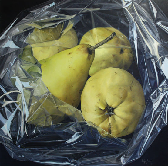 Bolsa con peras Oil Panel Still Life Paintings