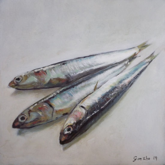 Sardinas sin entierro Acrylic Panel Still Life Paintings