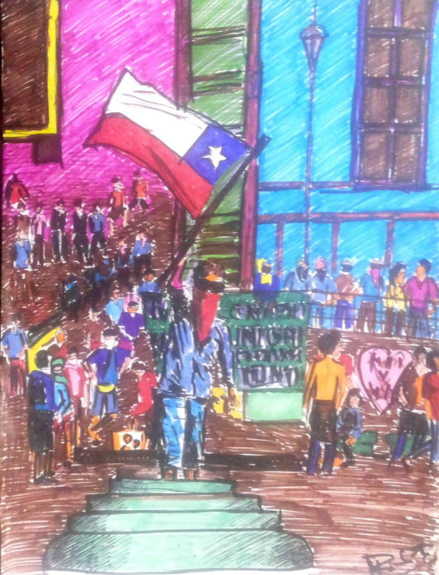 banderazo de estadillo, año 2018, constitución, chile.