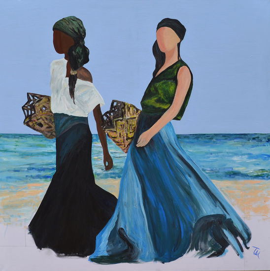 Isla Mujeres Acrylic Canvas Figure Painting