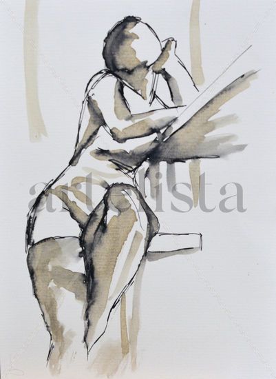 Sentada 001 Ink Paper Figure Painting